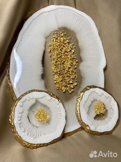 Набор сервировочный блюдо из эпоксидной смолы