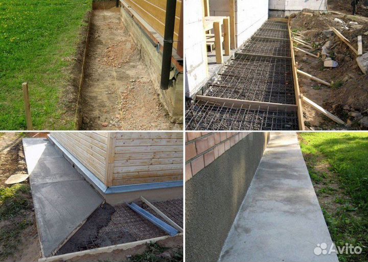 Отмостка дома, фундаменты вьезд для авто