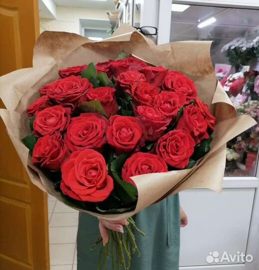 Розы красные.Букет 25.Доставка