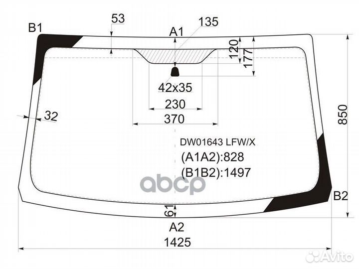 Стекло лобовое dodge caliber 06-11 DW01643 LFW