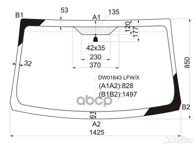 Стекло лобовое dodge caliber 06-11 DW01643 LFW