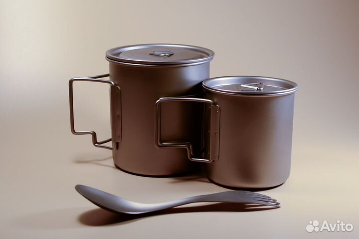 Титановая кружка, ложка, вилка, ловилка из титана