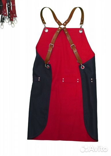 Фартук двусторонний с кожаными ремнями