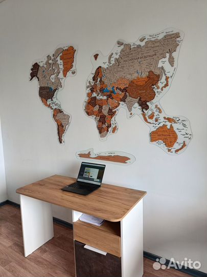 Деревянная карта мира супер подробная 3D