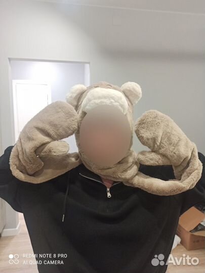 Шапка плюшевая мишка