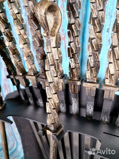 Каминный набор Щит-подставка Герб на 10 шампуров М