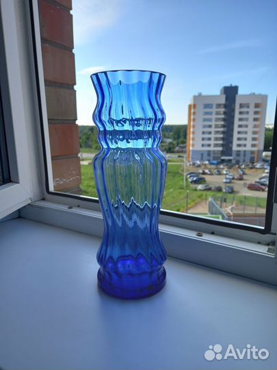 Ваза синее стекло СССР (отл. сост.)