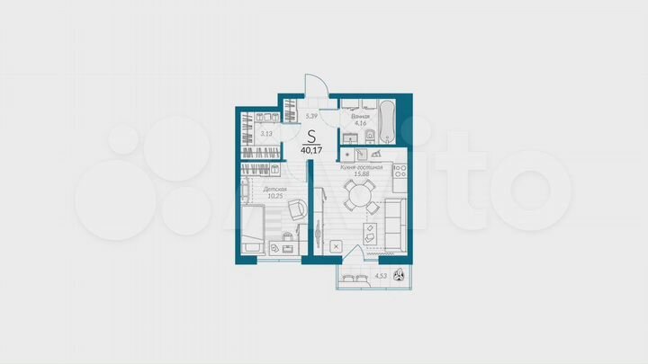 1-к. квартира, 40,2 м², 1/18 эт.