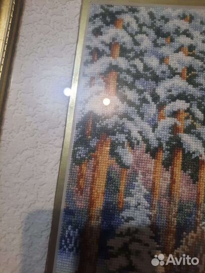 Картина Зимний лес, вышитая крестиком