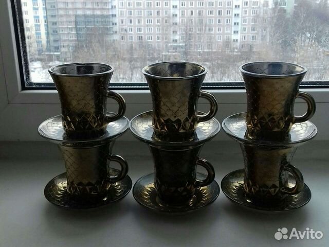 Кофейный набор СССР. Новый. Стекло с золотом