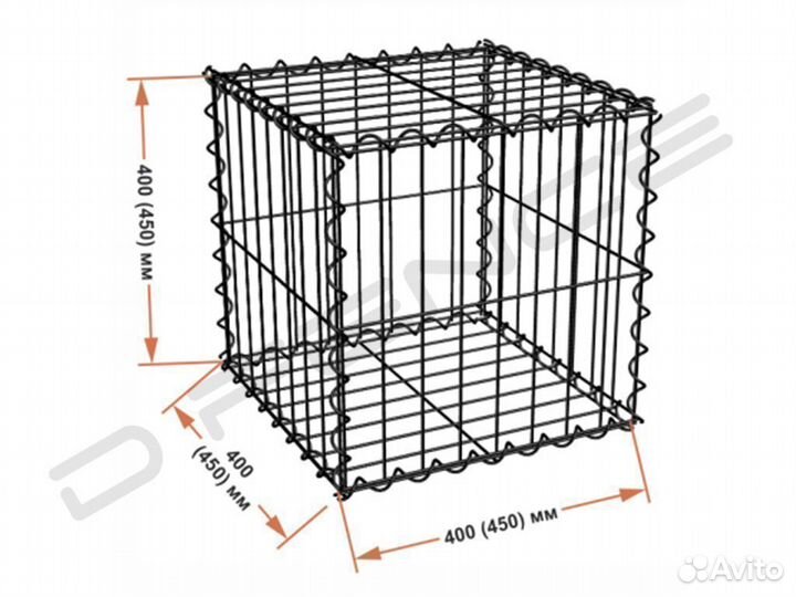 Габион сварной 0,45х0,45х0,45 м, комплект