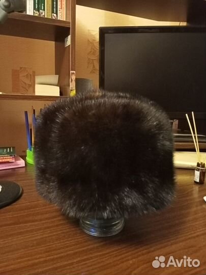 Норковая шапка мужская черная