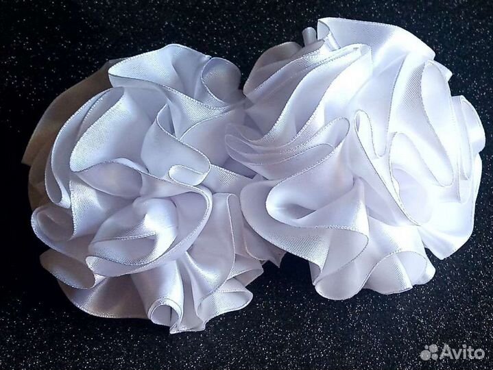 Белые банты для волос ручной работы