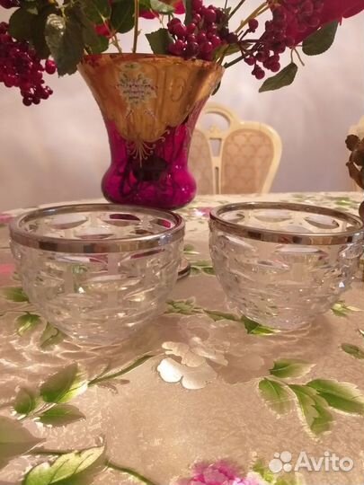 Конфетница хрустальнаяс серебряной отделкой немецк