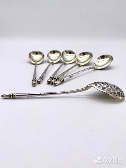 Серебряные чайные ложки 84 проба набор 6 штук