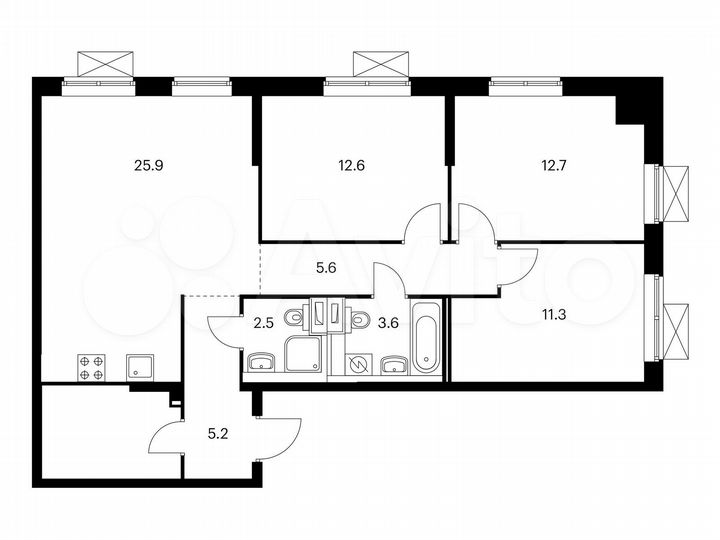 3-к. квартира, 85,3 м², 23/24 эт.
