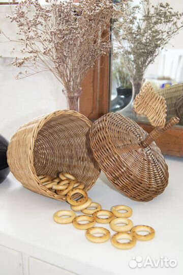 Плетёная шкатулка Жёлудь (ручная работа)