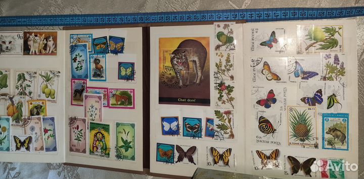 Альбом с марками бабочки животные растения