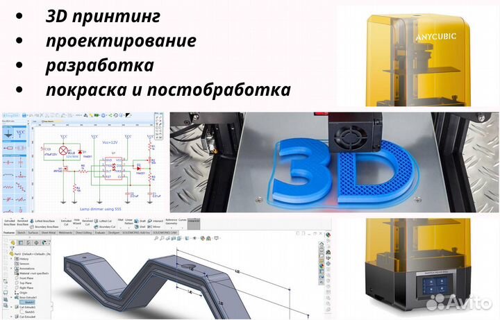3D печать, проектирование, разработка, обработка