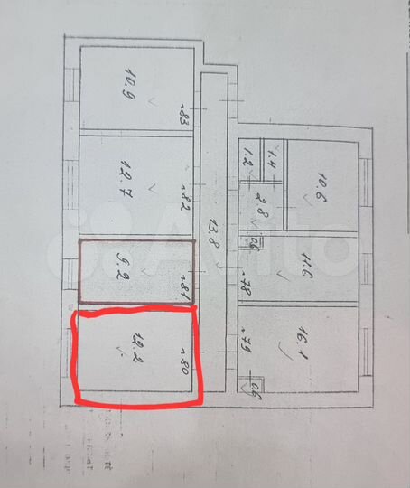 Комната 12,2 м² в 6-к., 3/5 эт.