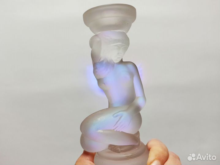 Подсвечник матовое стекло девушка Ева