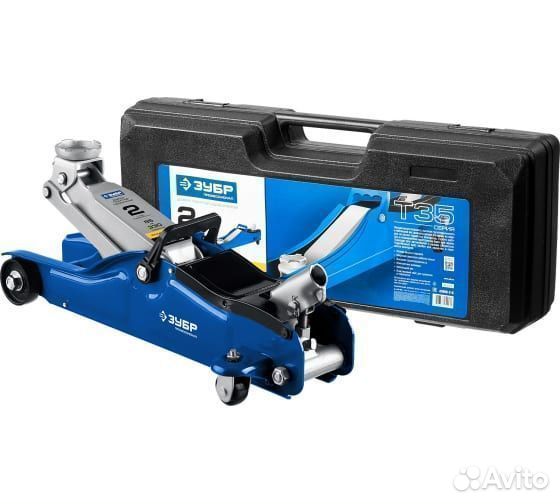 Подкатной домкрат зубр Т-35, 2т, 85-330 мм, в кейс
