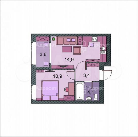 1-к. квартира, 35,1 м², 21/23 эт.