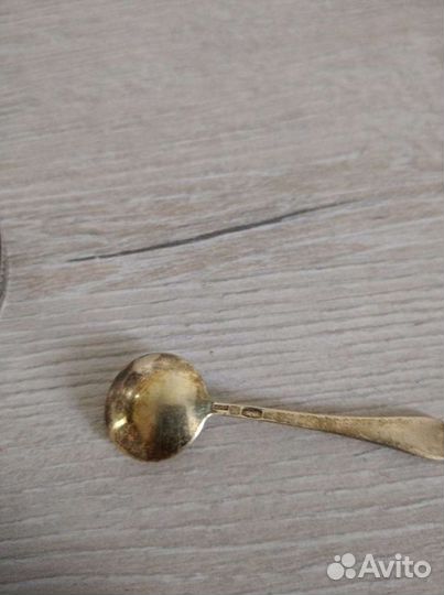 Серебряная солонка с ложечкой винтаж