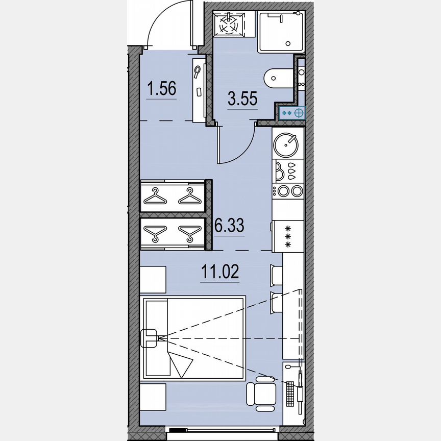Квартира-студия, 22,5 м², 15/16 эт.