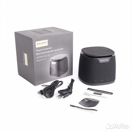 Колонка Атом BS-30, 5Вт, 1200мАч, беспроводная зарядка, 14022