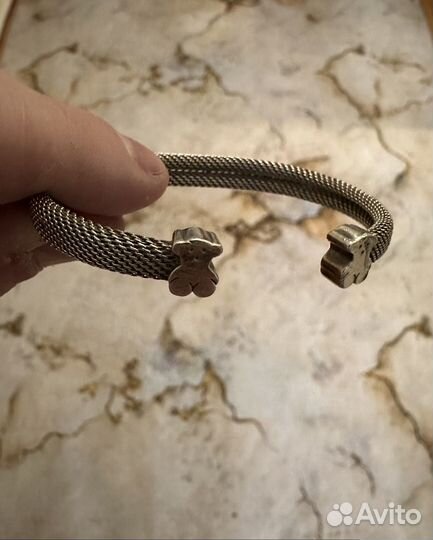 Mesh tous Silver Bangle Bear браслет