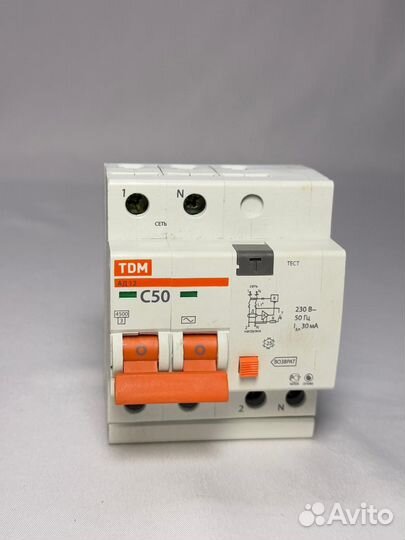 Выключатель дифференциальный 50A 2п 30мА ад12 TDM