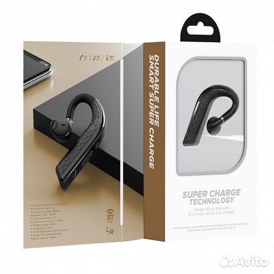 Черная Bluetooth гарнитура Hoco E48