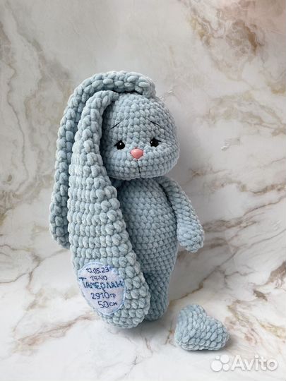 Заяц плюшевый, ручная работа