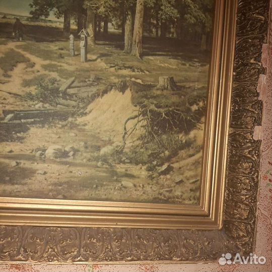 Картина большая с природой,и лошадью на водопое