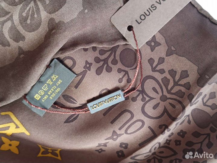 Платок Шаль LV ручной край Шоколад