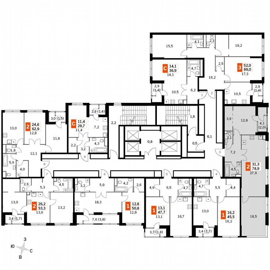 2-к. квартира, 78,9 м², 26/26 эт.