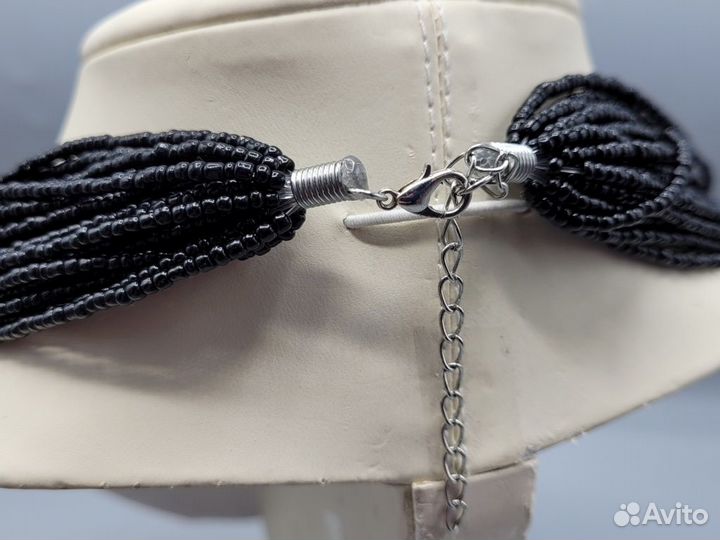 Бусы ожерелье 25 нитей Черный бисер