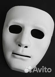 Маска Кабуки - Лицо белое, пластик, без размера