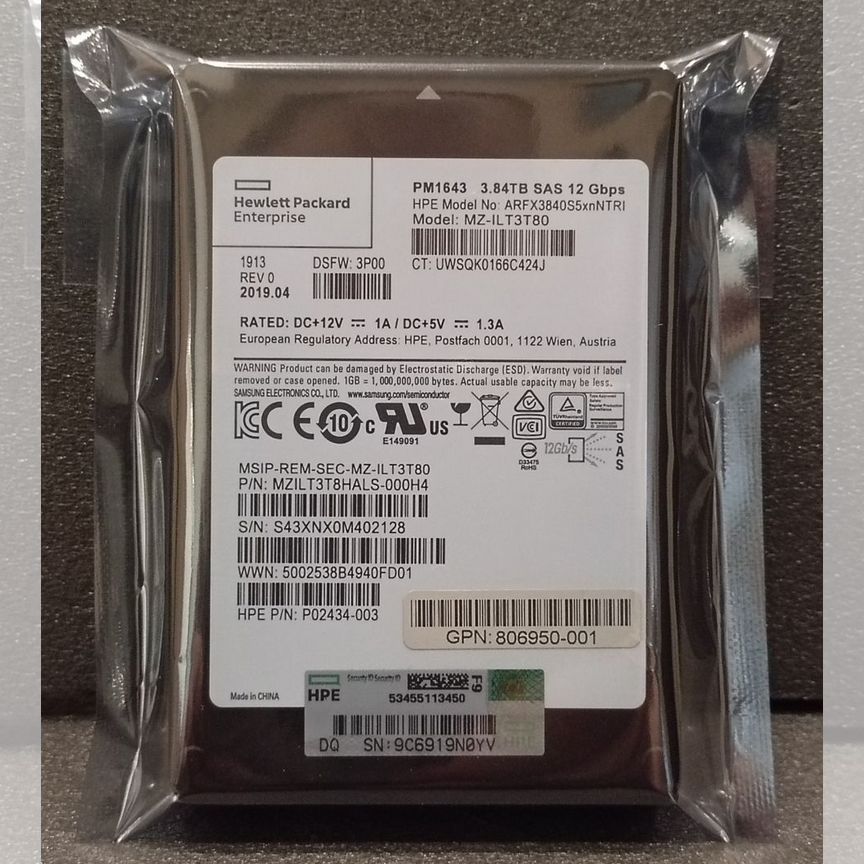 [PM1643] Ssd Samsung 3.84 Tb Mzilt3t8hals-000h4 Hpe Pm1643