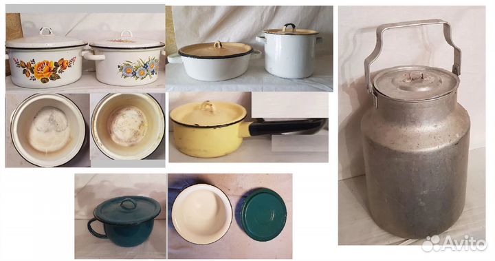 Кастрюли миски лотки блюда чашки эмалированные