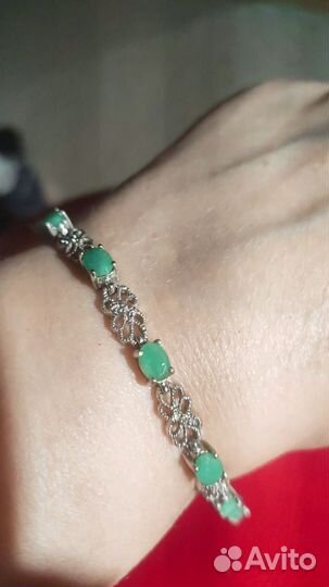 Браслет серебро с изумрудом