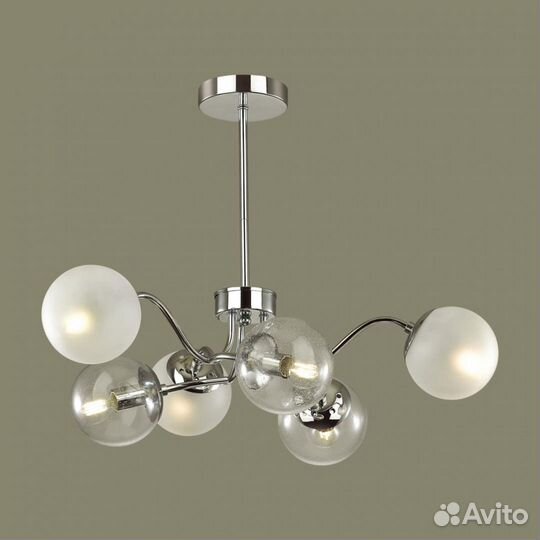 Люстра металл и стекло в спальню модерн