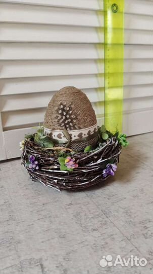 Пасхальный декор. Гнездо. Изделие из джута