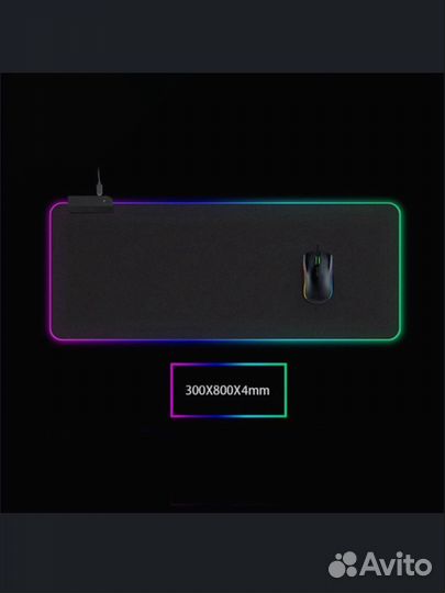 RGB Коврик для мыши компьютерный игровой черный