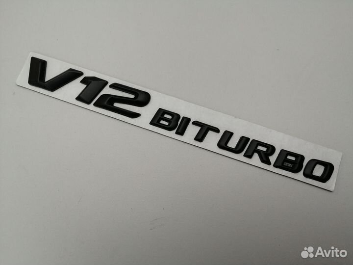 Эмблемы V12 biturbo на Мерседес чёрные