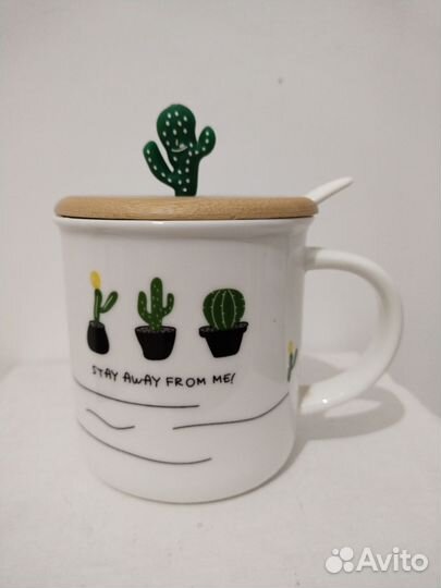 Кружка с деревянной крышкой 