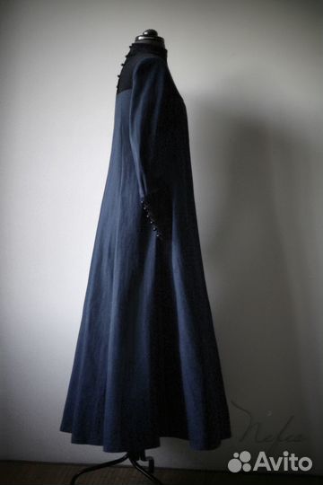 Длинное джинсовое платье