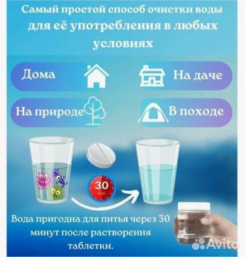 Таблетки обеззараживания воды тактическое 10шт/уп