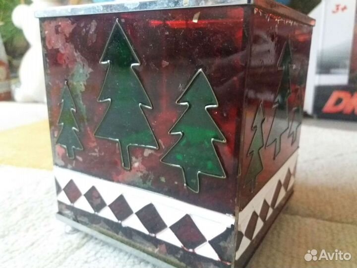 Новогодняя стеклянная ваза, шкатулка